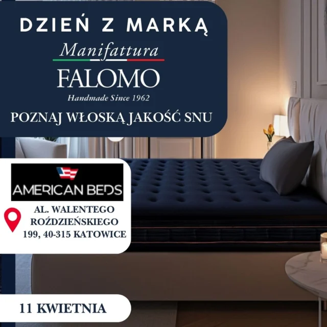 Dzień z marką Manifattura Falomo – już 11 kwietnia!
Zapraszamy do naszego salonu American Beds na wyjątkowe wydarzenie, podczas którego odkryjecie prawdziwą włoską jakość snu.
To idealna okazja, aby:
✔ przetestować materace klasy premium
✔ poznać technologię i rzemiosło marki Manifattura Falomo
✔ skorzystać ze specjalnych rabatów dostępnych tylko tego dnia
Jeśli myślisz o zmianie materaca – to najlepszy moment, aby zrobić to świadomie i w świetnej cenie.
📍 Katowice, al. Roździeńskiego 199 - Piętro +I
📅 11 kwietnia
Do zobaczenia w salonie!
#AmericanBeds #ManifatturaFalomo #DzieńZMarką #Katowice #DobrySen
